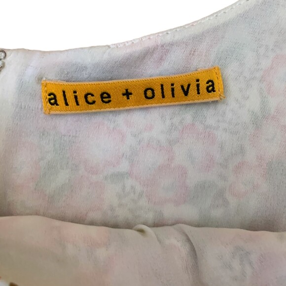 Alice + Olivia XS Floral A Line Mini Dress w/ Removable Cape – Silk Lined – EUC - Picture 10 of 12
